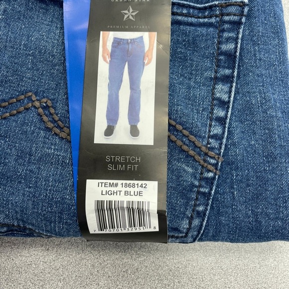 NEW US Urban Star Men's 36x30 Stretch Slim Fit Blue Denim Jeans - Picture 8 of 9
